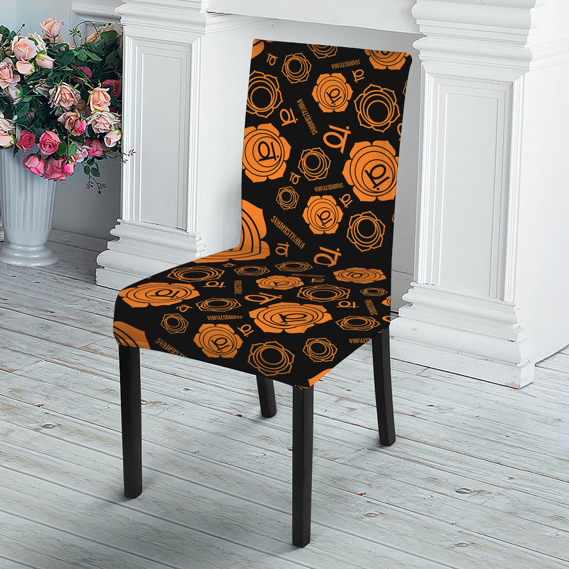 Swadhisthana Chakra Pattern Print Dining Chair Slipcover