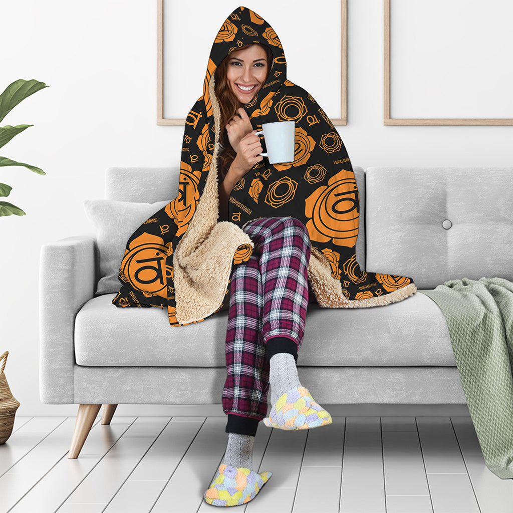 Swadhisthana Chakra Pattern Print Hooded Blanket