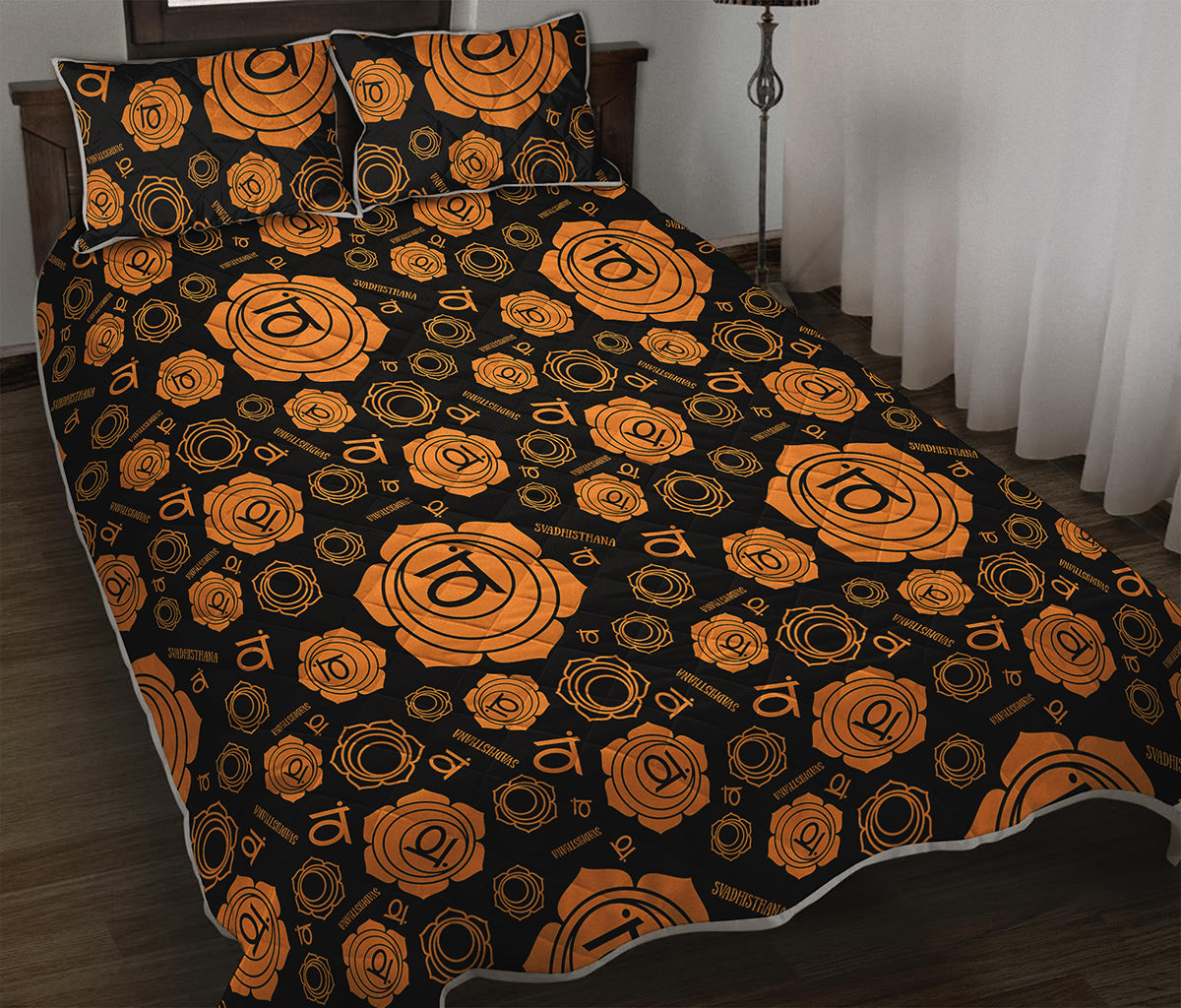 Swadhisthana Chakra Pattern Print Quilt Bed Set