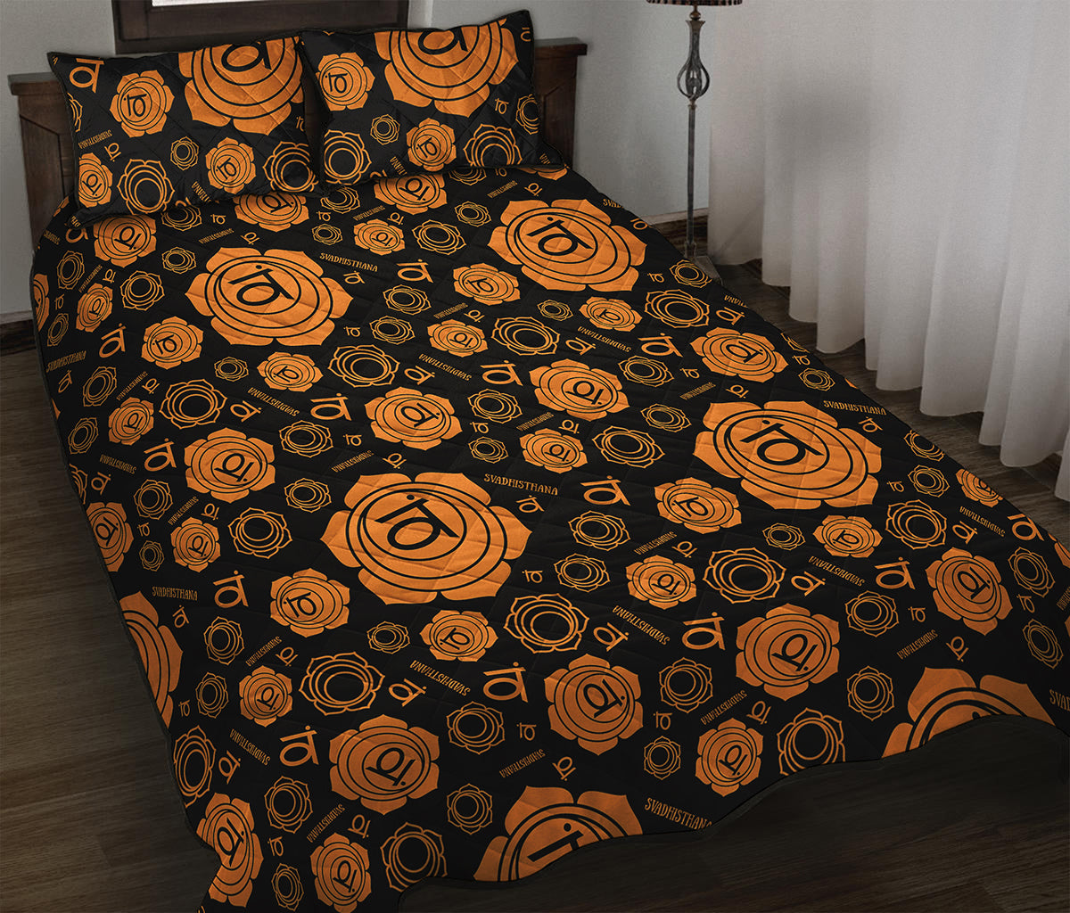 Swadhisthana Chakra Pattern Print Quilt Bed Set