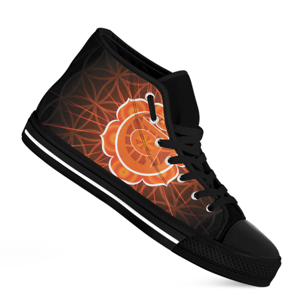 Swadhisthana Chakra Spiritual Print Black High Top Shoes