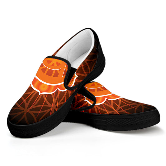 Swadhisthana Chakra Spiritual Print Black Slip On Shoes