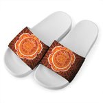 Swadhisthana Chakra Spiritual Print White Slide Sandals