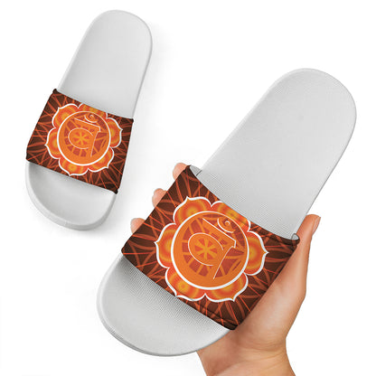 Swadhisthana Chakra Spiritual Print White Slide Sandals