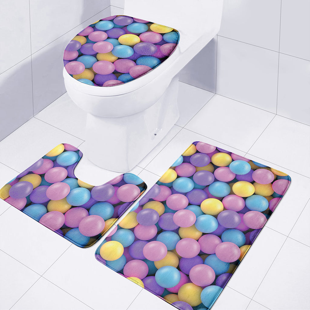 Sweet Candy Ball Pattern Print 3 Piece Bath Mat Set