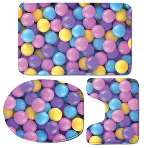 Sweet Candy Ball Pattern Print 3 Piece Bath Mat Set