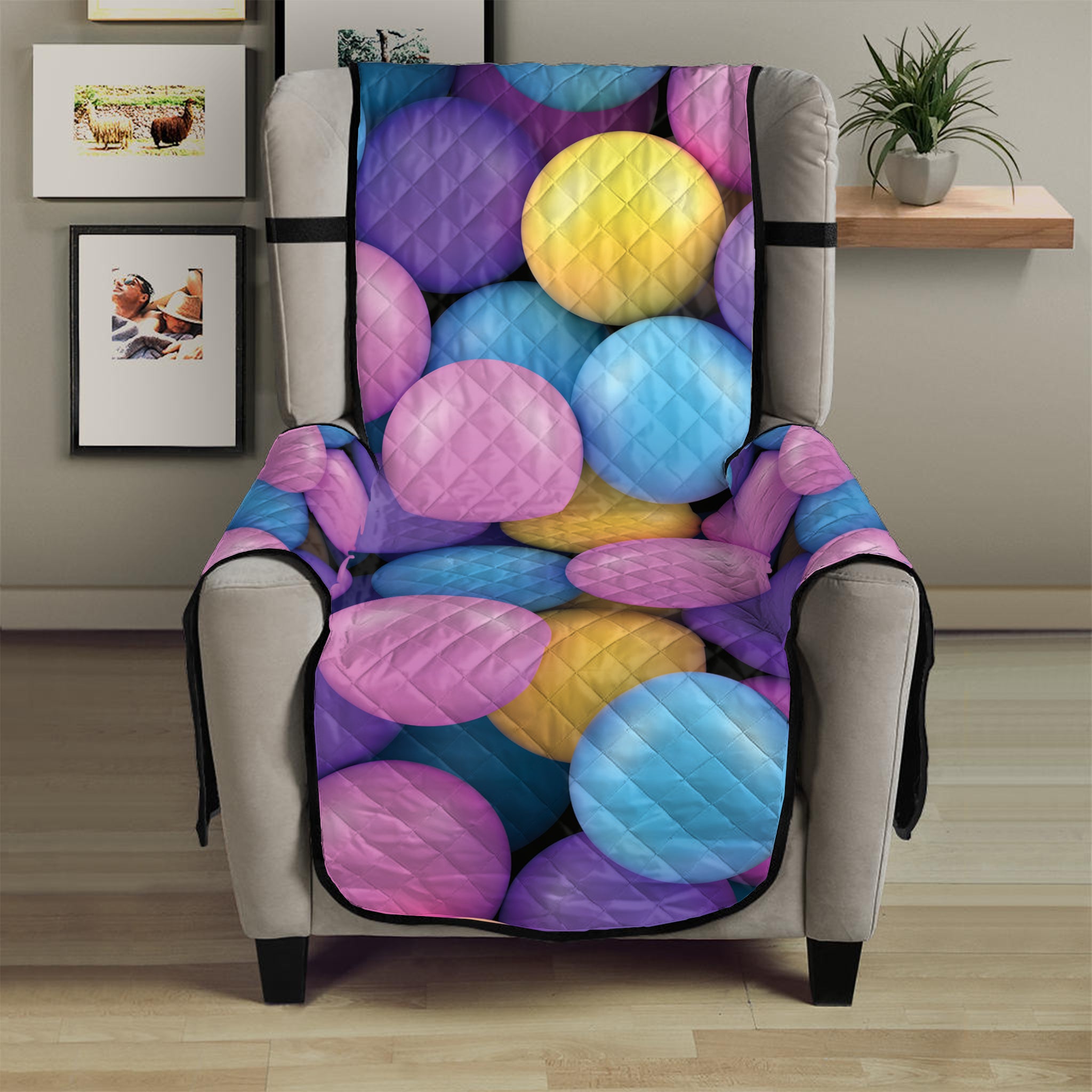 Sweet Candy Ball Pattern Print Armchair Protector