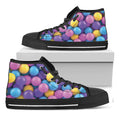 Sweet Candy Ball Pattern Print Black High Top Sneakers
