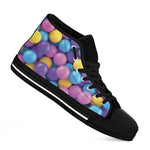 Sweet Candy Ball Pattern Print Black High Top Shoes