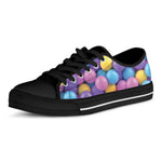 Sweet Candy Ball Pattern Print Black Low Top Shoes