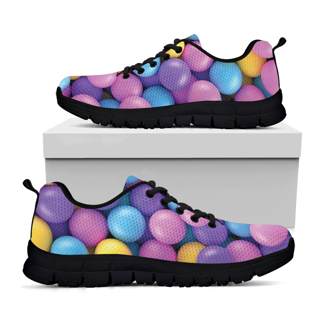 Sweet Candy Ball Pattern Print Black Sneakers