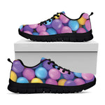 Sweet Candy Ball Pattern Print Black Sneakers