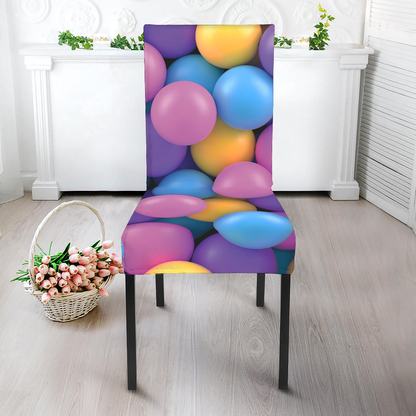 Sweet Candy Ball Pattern Print Dining Chair Slipcover
