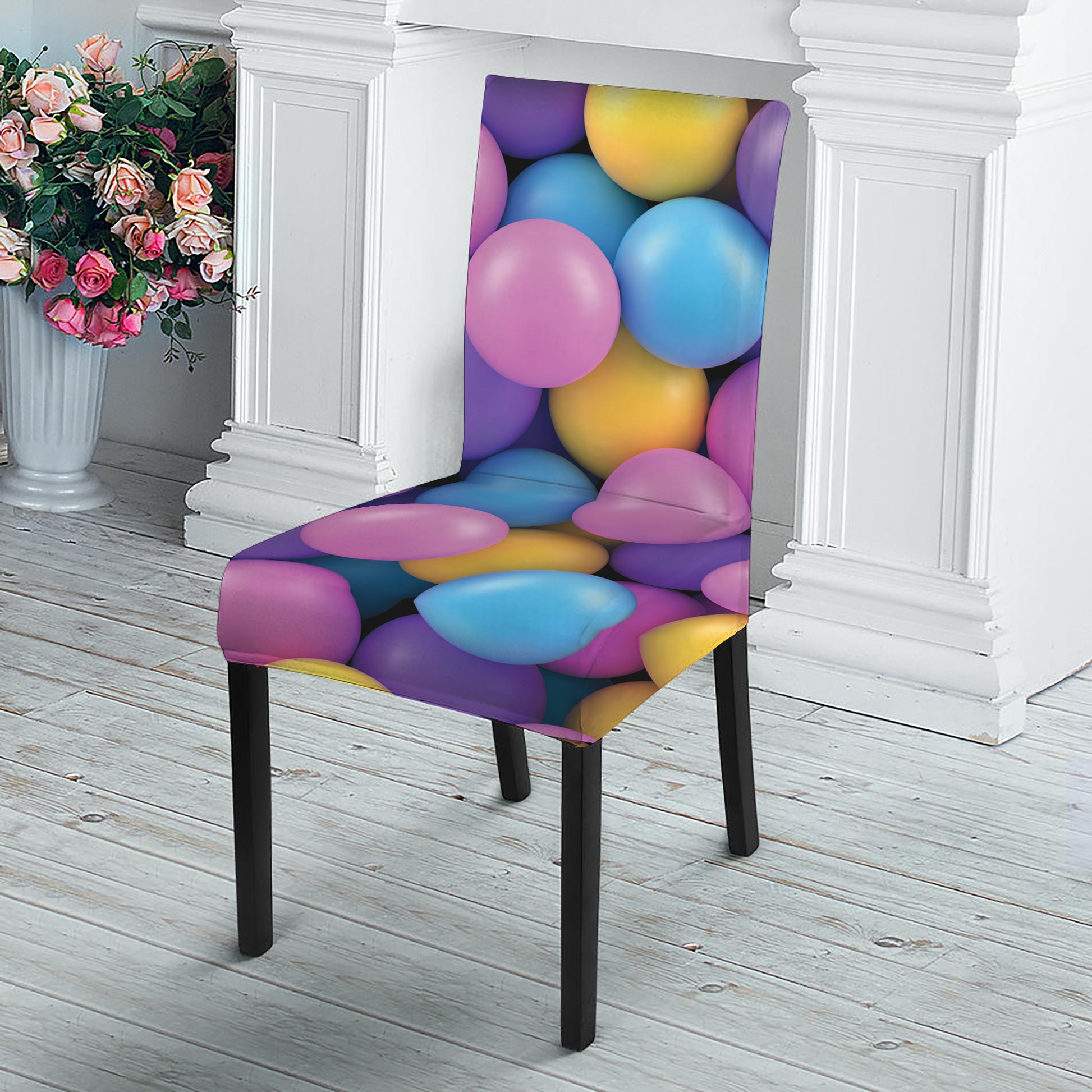 Sweet Candy Ball Pattern Print Dining Chair Slipcover