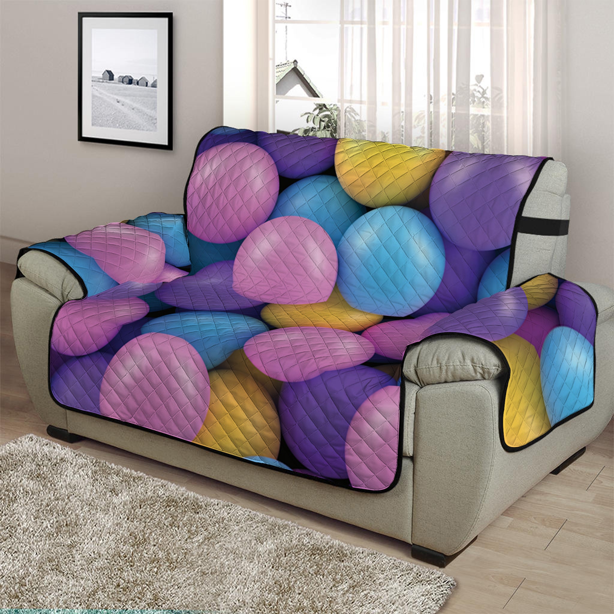 Sweet Candy Ball Pattern Print Half Sofa Protector