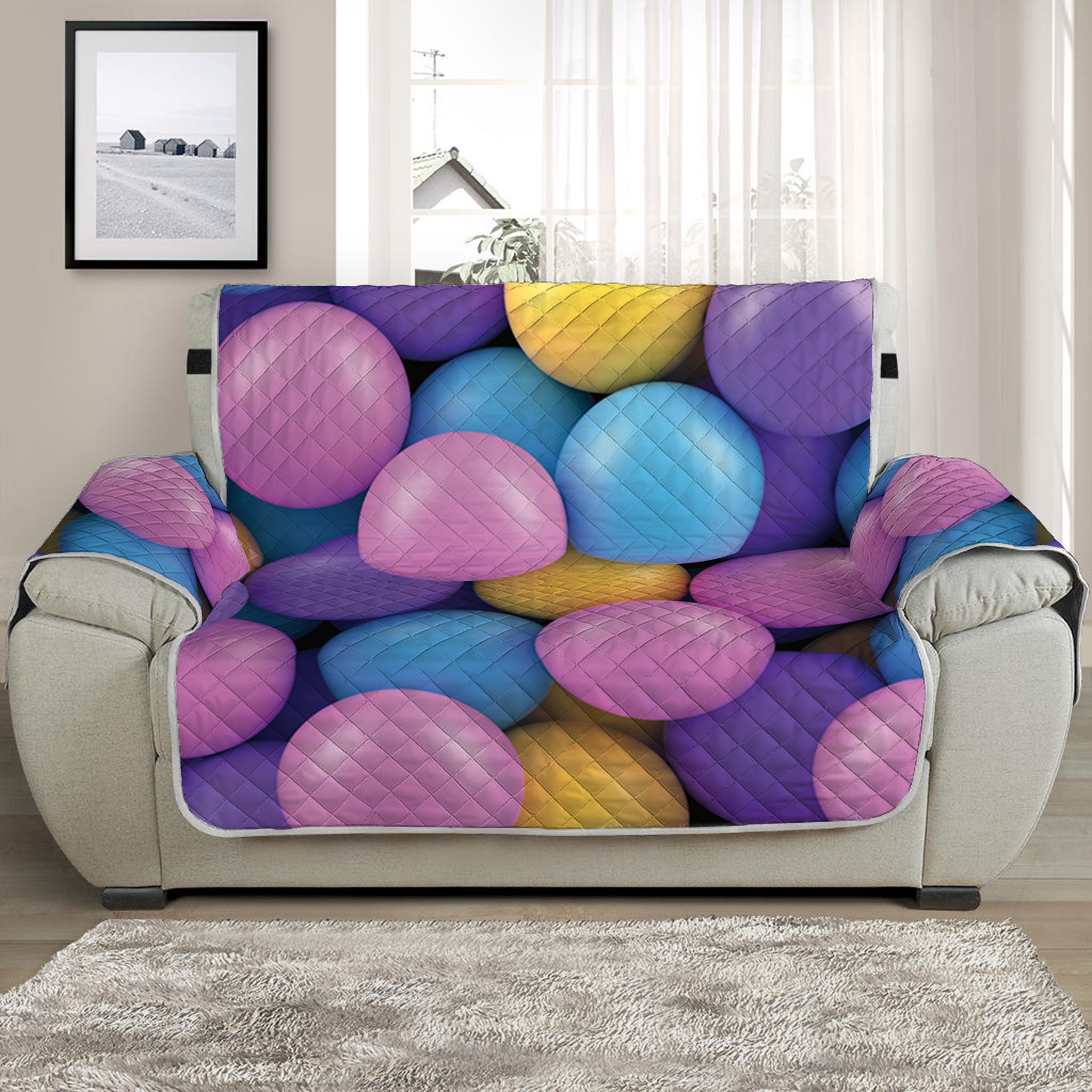 Sweet Candy Ball Pattern Print Half Sofa Protector