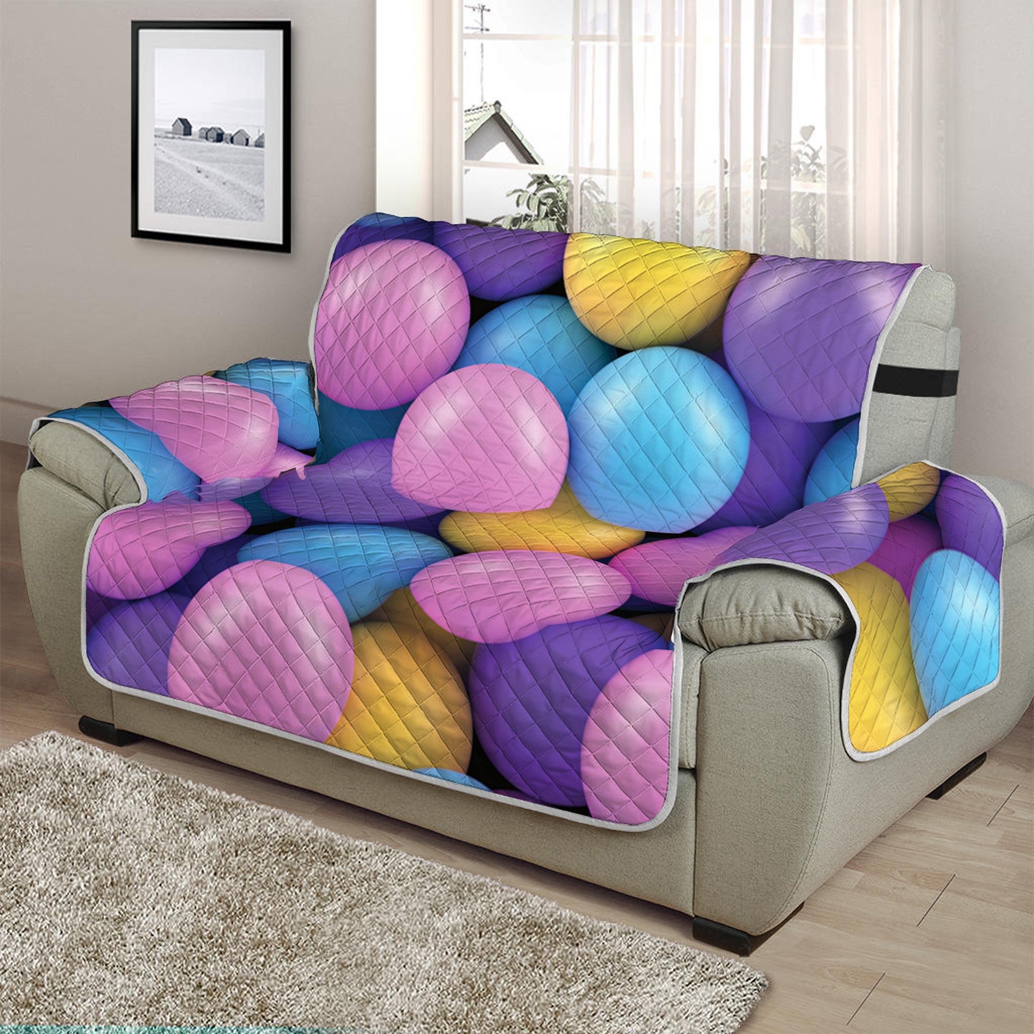 Sweet Candy Ball Pattern Print Half Sofa Protector