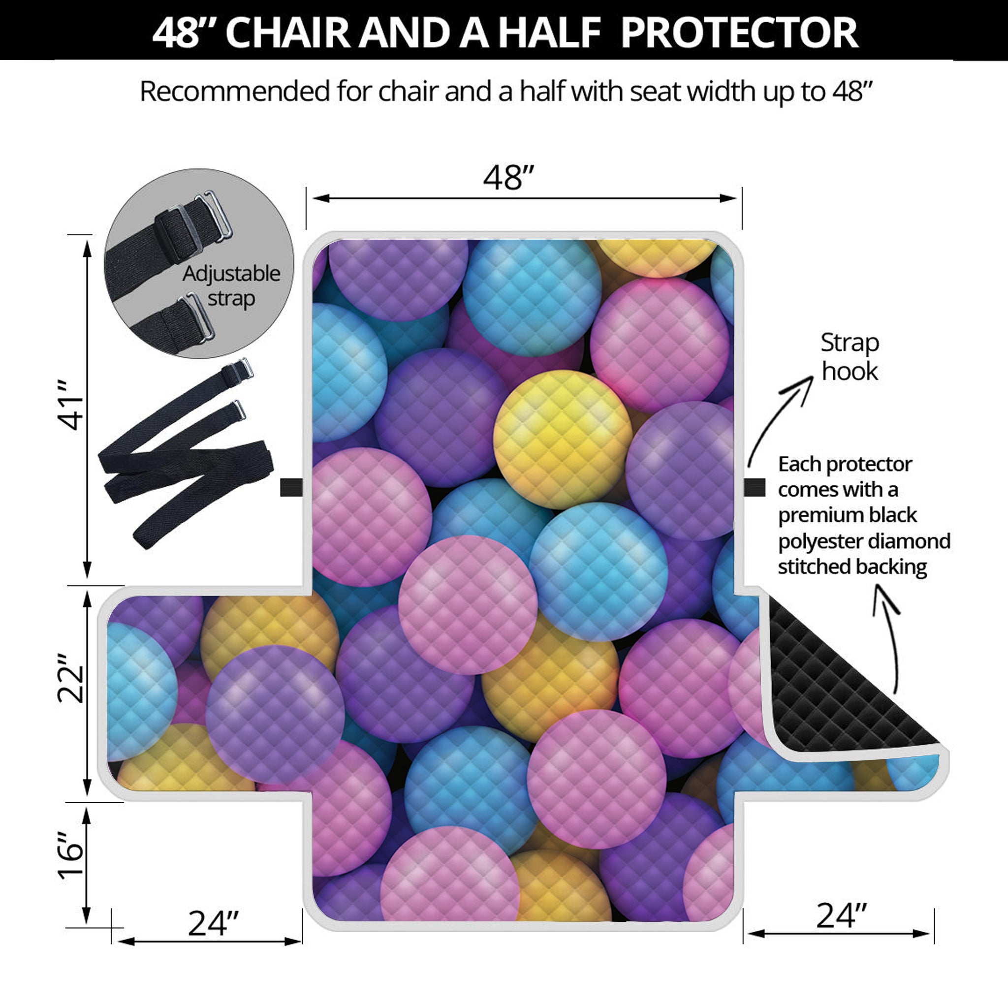 Sweet Candy Ball Pattern Print Half Sofa Protector