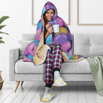 Sweet Candy Ball Pattern Print Hooded Blanket