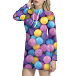 Sweet Candy Ball Pattern Print Hoodie Dress