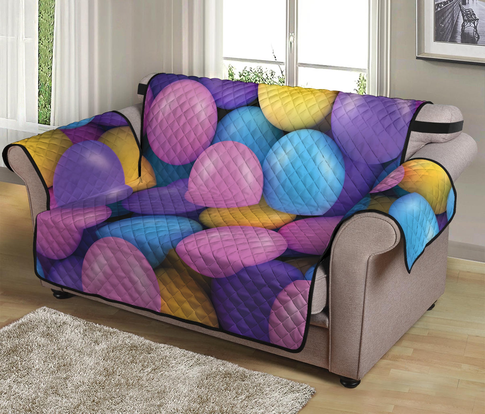 Sweet Candy Ball Pattern Print Loveseat Protector