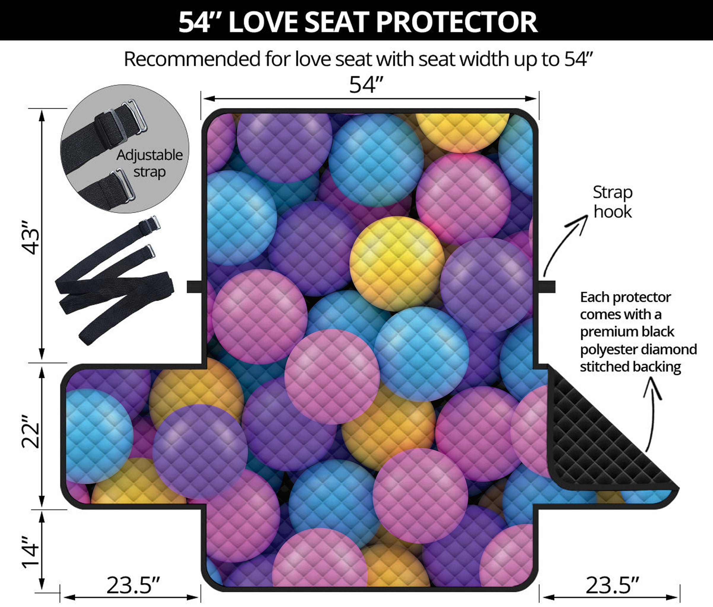 Sweet Candy Ball Pattern Print Loveseat Protector