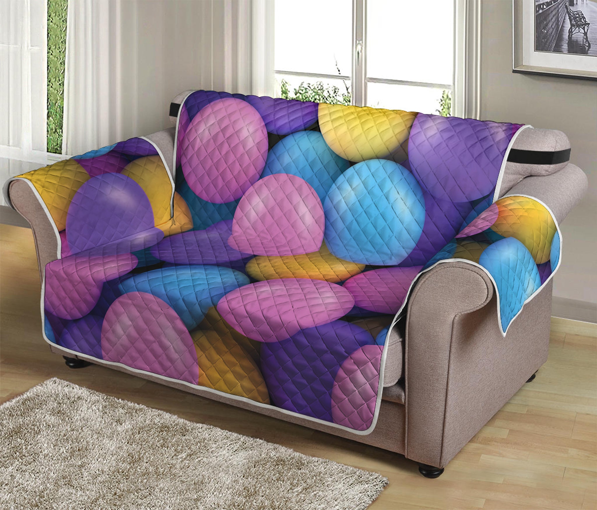 Sweet Candy Ball Pattern Print Loveseat Protector