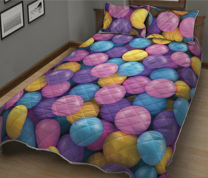 Sweet Candy Ball Pattern Print Quilt Bed Set