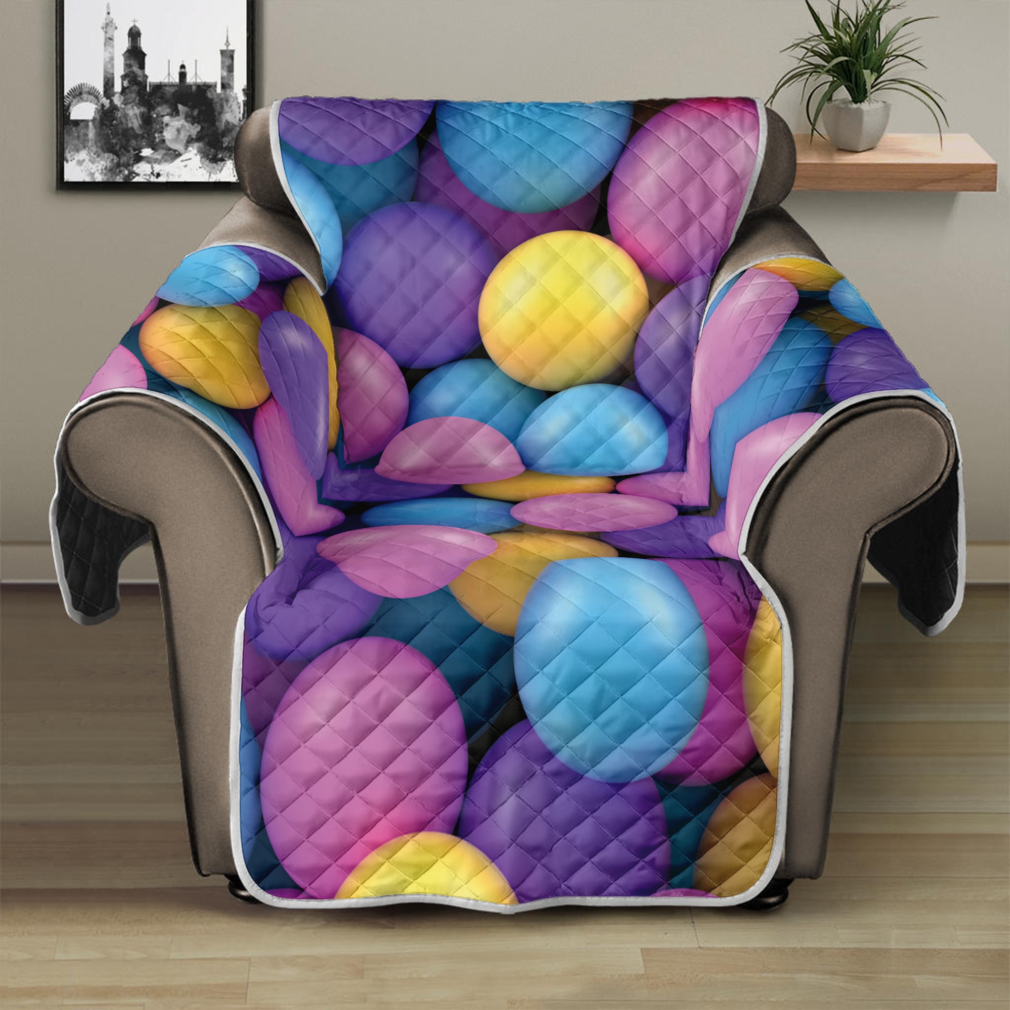 Sweet Candy Ball Pattern Print Recliner Protector