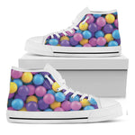 Sweet Candy Ball Pattern Print White High Top Shoes