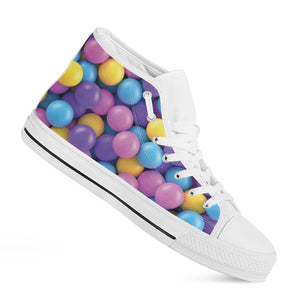 Sweet Candy Ball Pattern Print White High Top Shoes