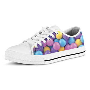 Sweet Candy Ball Pattern Print White Low Top Shoes