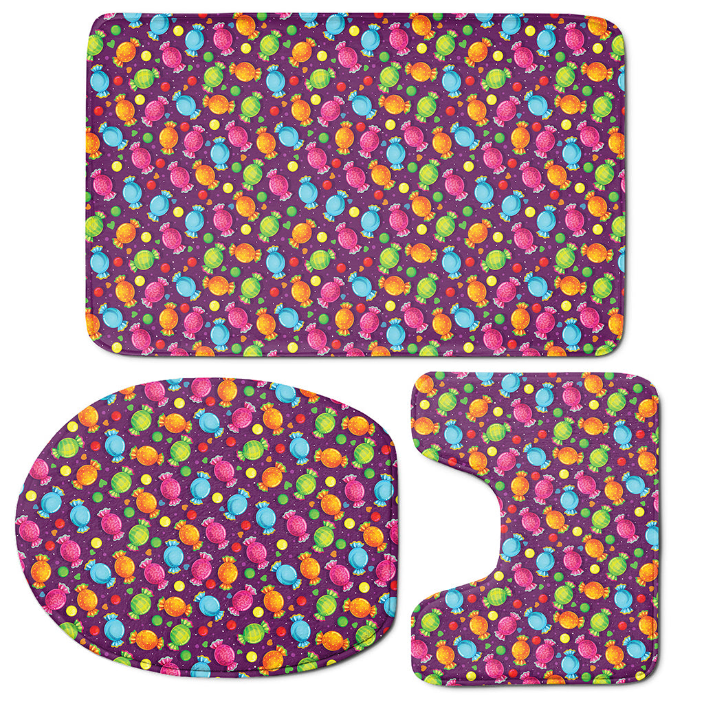 Sweet Candy Pattern Print 3 Piece Bath Mat Set