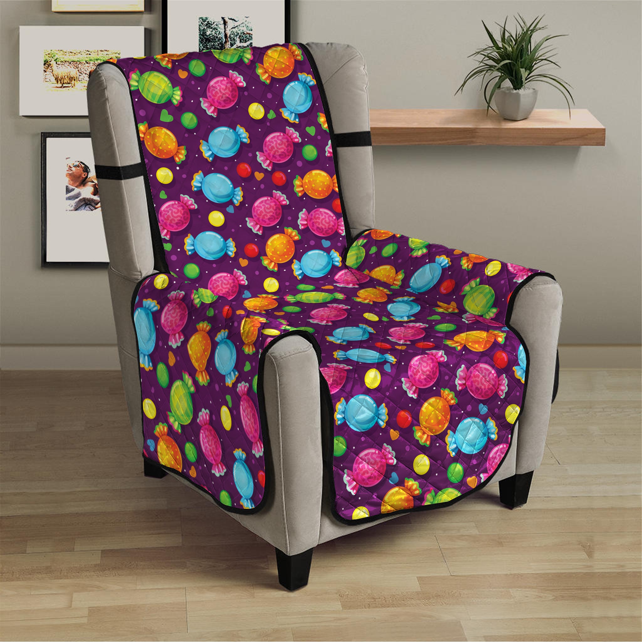 Sweet Candy Pattern Print Armchair Protector