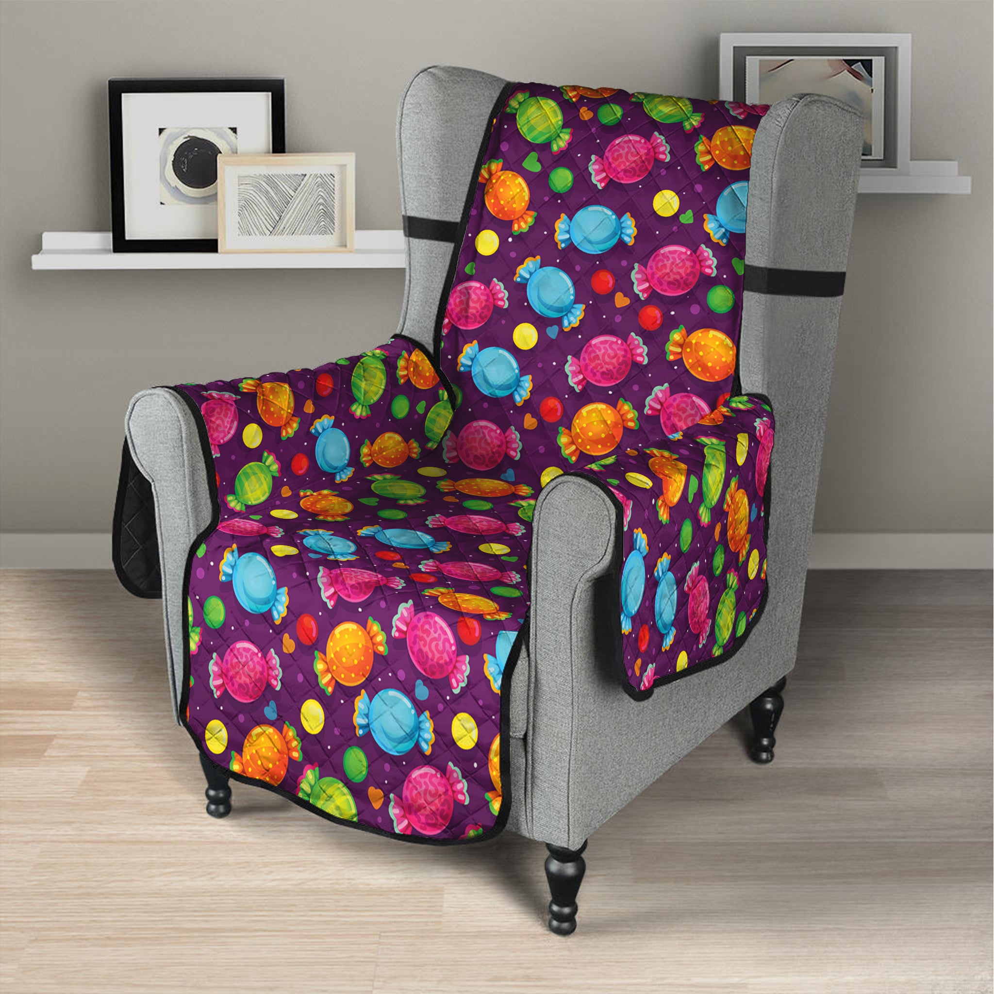 Sweet Candy Pattern Print Armchair Protector