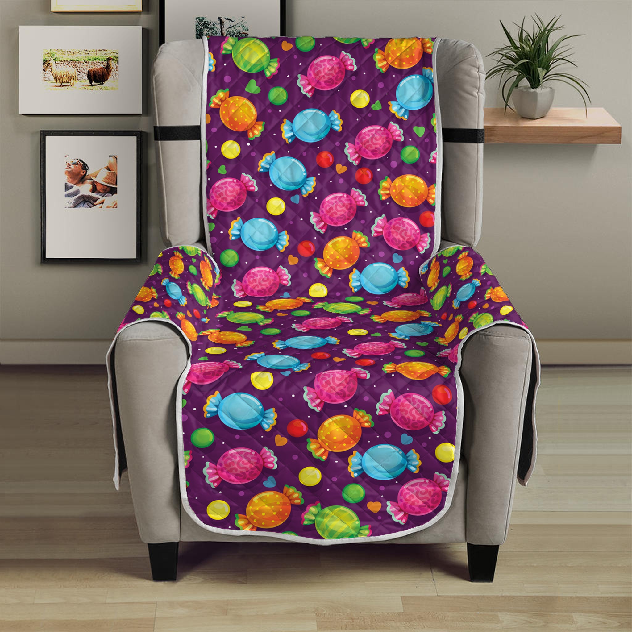 Sweet Candy Pattern Print Armchair Protector