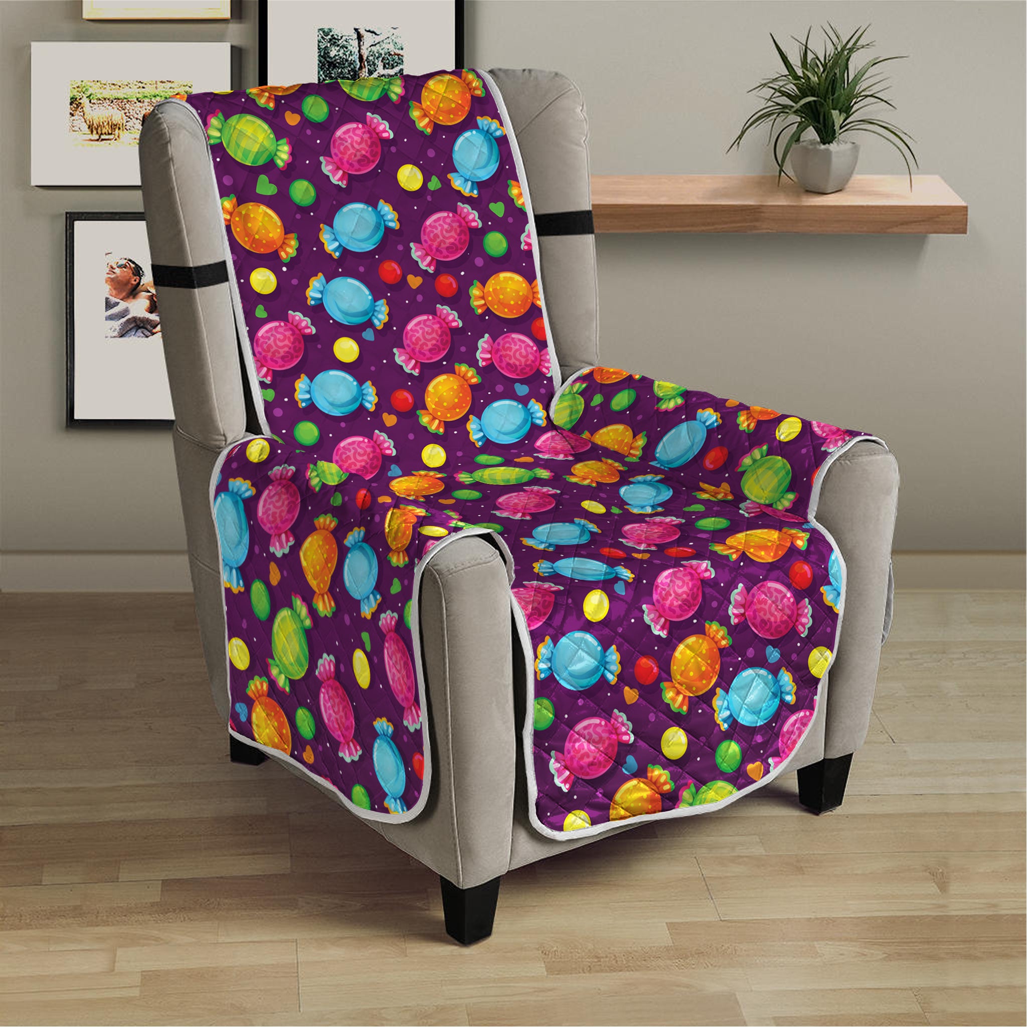 Sweet Candy Pattern Print Armchair Protector