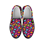 Sweet Candy Pattern Print Black Slip On Shoes