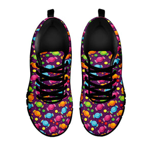 Sweet Candy Pattern Print Black Sneakers