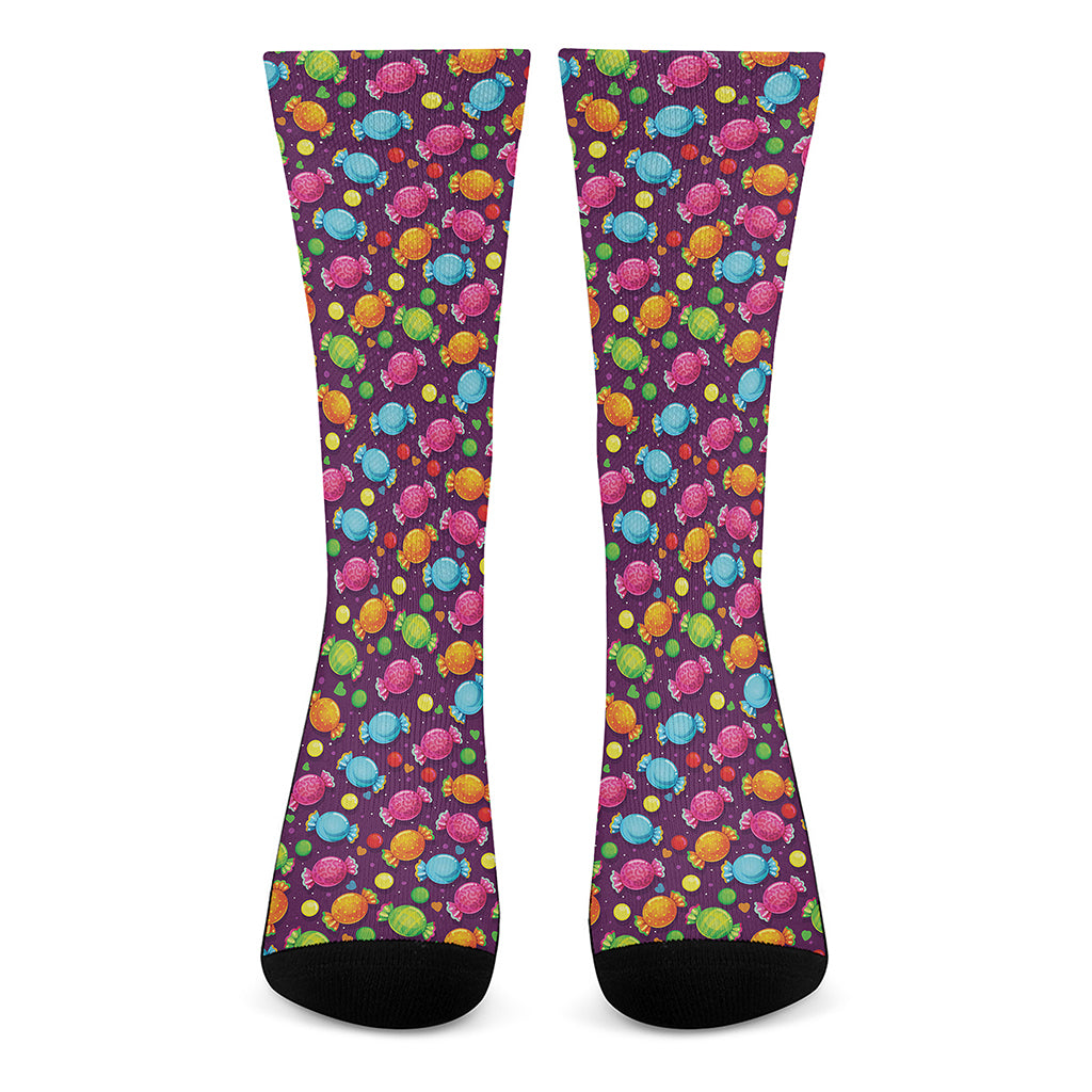 Sweet Candy Pattern Print Crew Socks