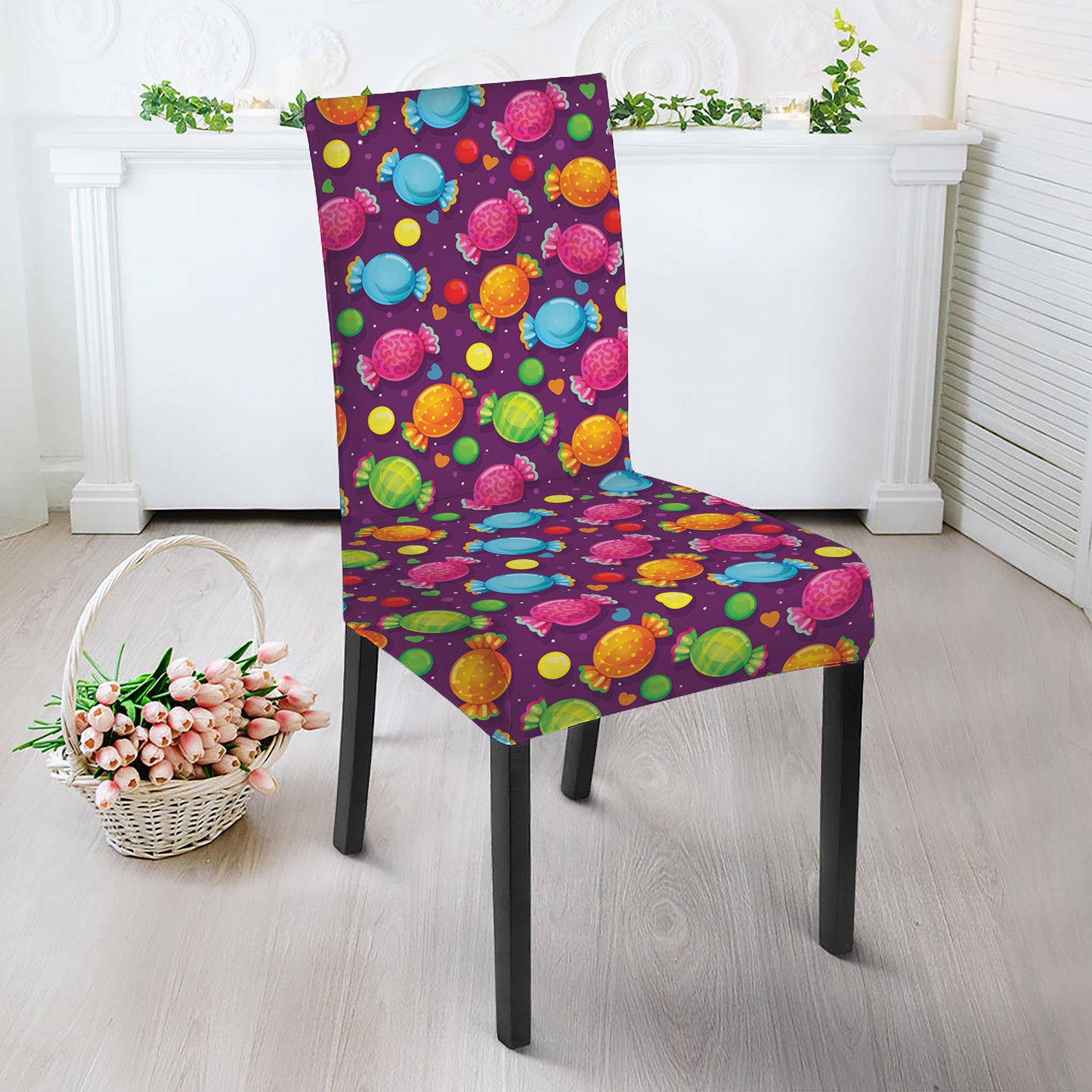 Sweet Candy Pattern Print Dining Chair Slipcover