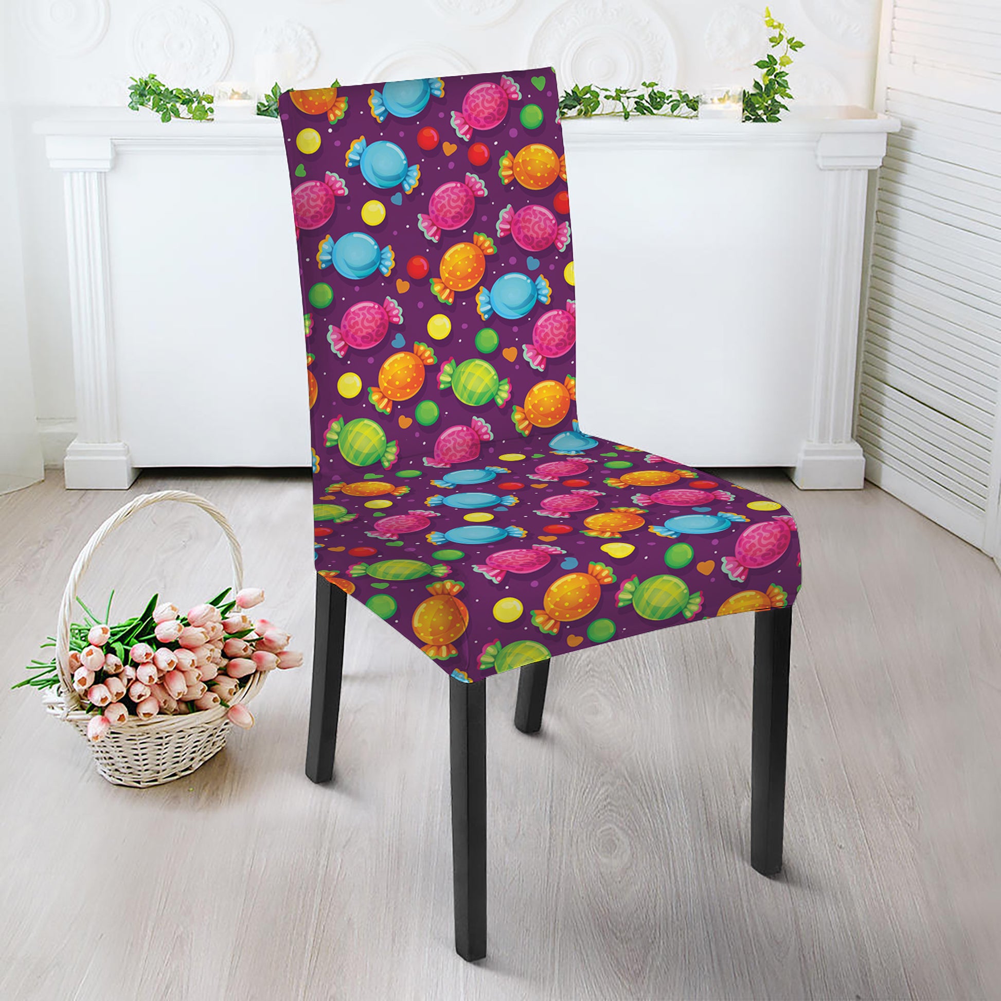 Sweet Candy Pattern Print Dining Chair Slipcover