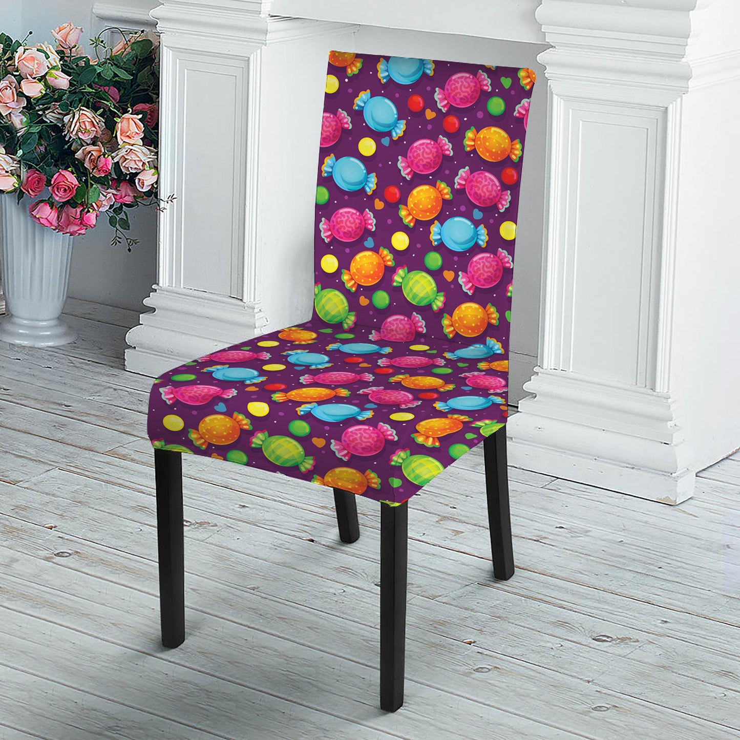 Sweet Candy Pattern Print Dining Chair Slipcover