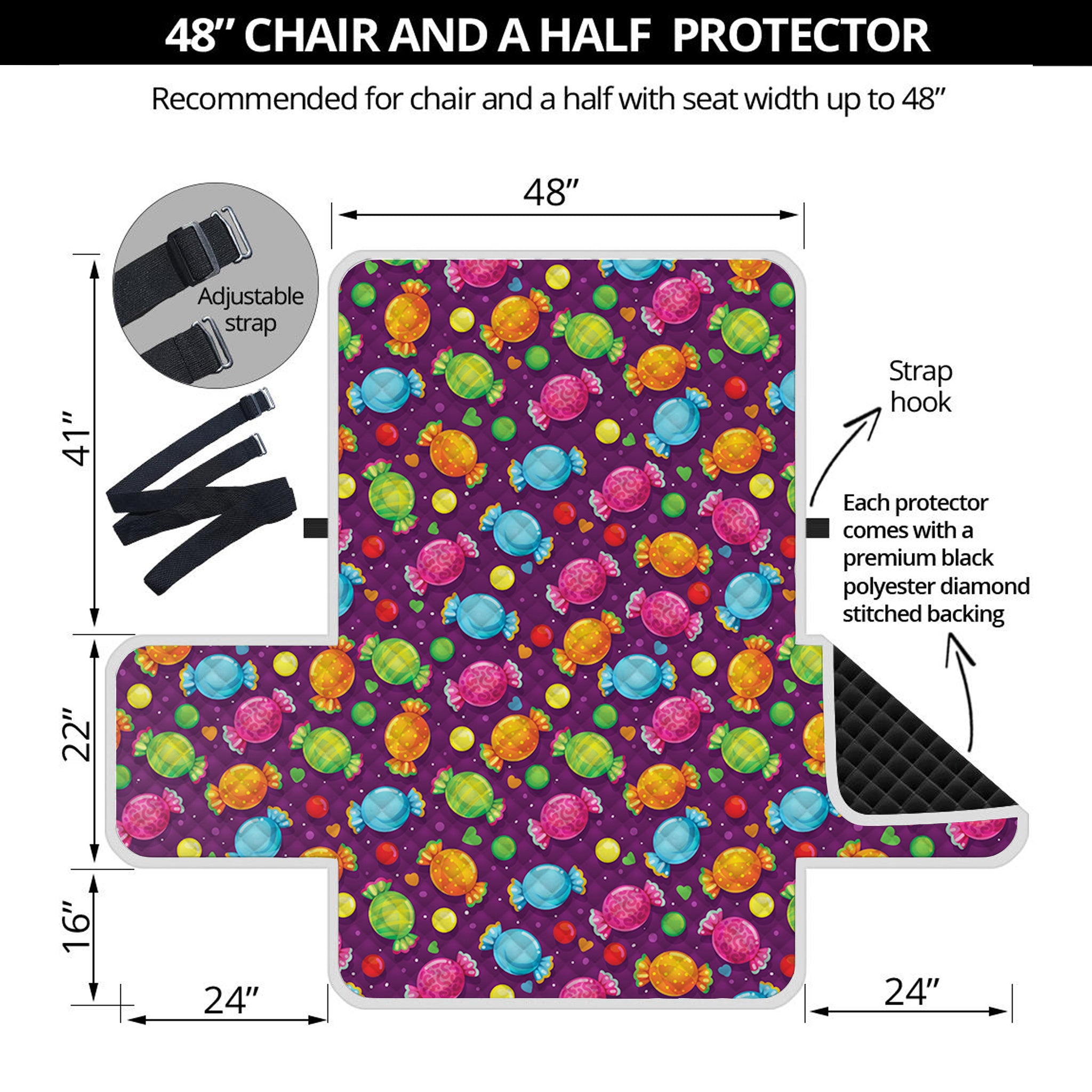 Sweet Candy Pattern Print Half Sofa Protector