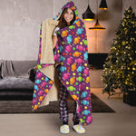 Sweet Candy Pattern Print Hooded Blanket