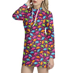 Sweet Candy Pattern Print Hoodie Dress