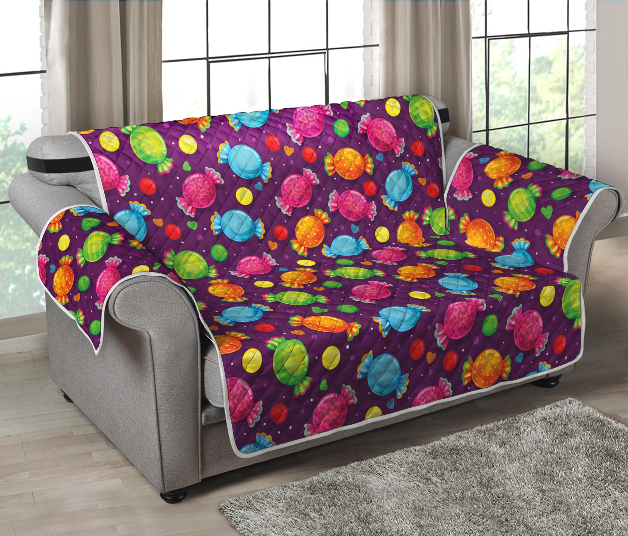 Sweet Candy Pattern Print Loveseat Protector