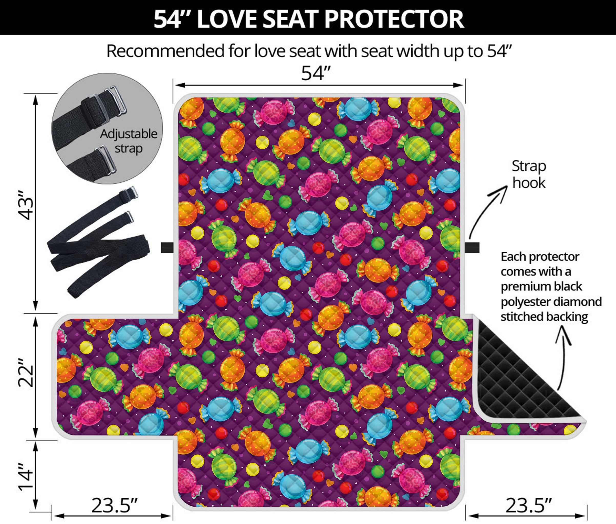 Sweet Candy Pattern Print Loveseat Protector