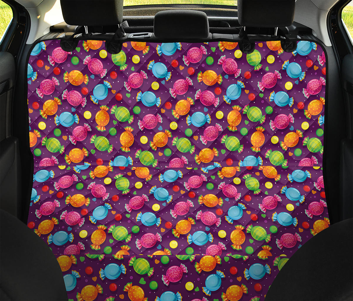 Sweet Candy Pattern Print Pet Car Back Seat Cover