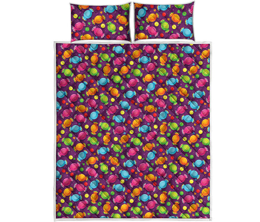 Sweet Candy Pattern Print Quilt Bed Set
